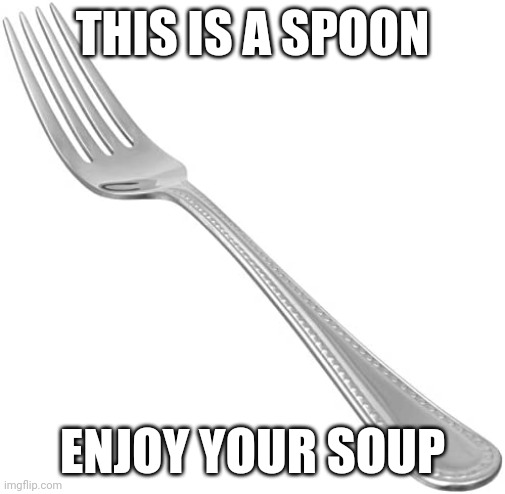 This is a spoon | THIS IS A SPOON; ENJOY YOUR SOUP | image tagged in words have meanings | made w/ Imgflip meme maker
