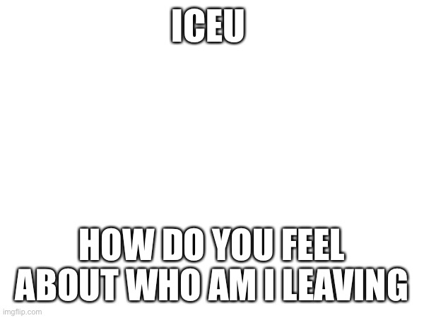 ICEU; HOW DO YOU FEEL ABOUT WHO AM I LEAVING | made w/ Imgflip meme maker