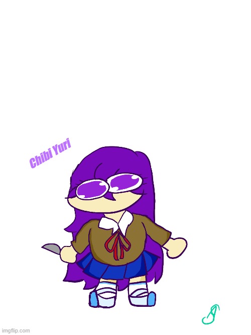 I'm still trying to learn how to draw with a drawing tablet | Chibi Yuri | image tagged in chibi,yuri,with,knife | made w/ Imgflip meme maker