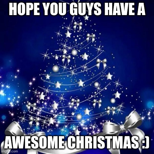 hope you guys have an awesome christmas | HOPE YOU GUYS HAVE A; AWESOME CHRISTMAS :) | image tagged in merry christmas | made w/ Imgflip meme maker