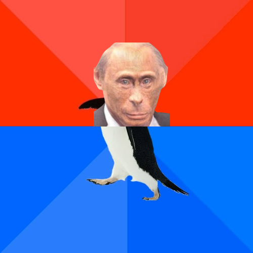 High Quality Socially Awkward Awesome Monke Putin Blank Meme Template