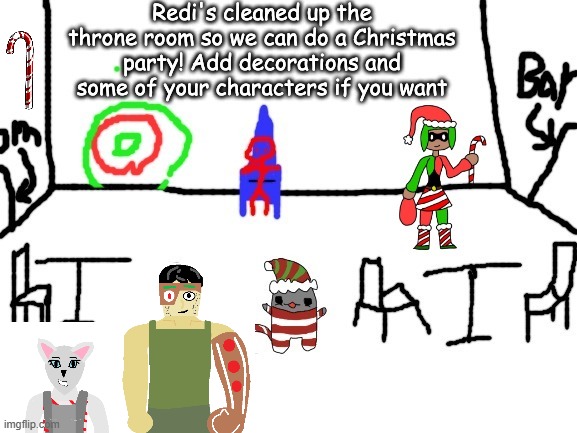 Guess who's idea the candy cane was | image tagged in candystripe,gingerbread man,repost,christmas,party | made w/ Imgflip meme maker