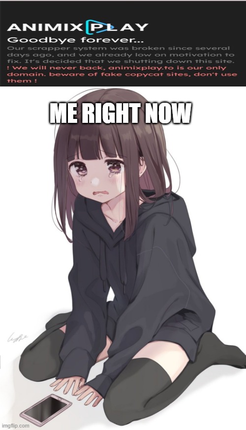 Sad anime girl | ME RIGHT NOW | image tagged in sad anime girl | made w/ Imgflip meme maker