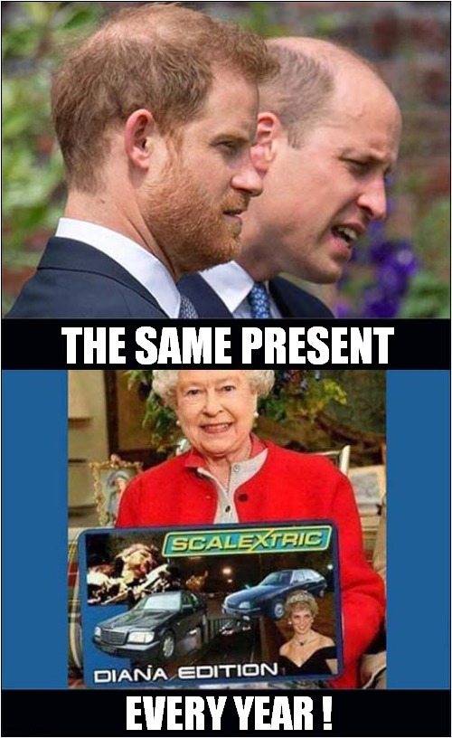 We'll Miss Granny This Christmas ! | THE SAME PRESENT; EVERY YEAR ! | image tagged in disfunctional,royal family,dark humour | made w/ Imgflip meme maker