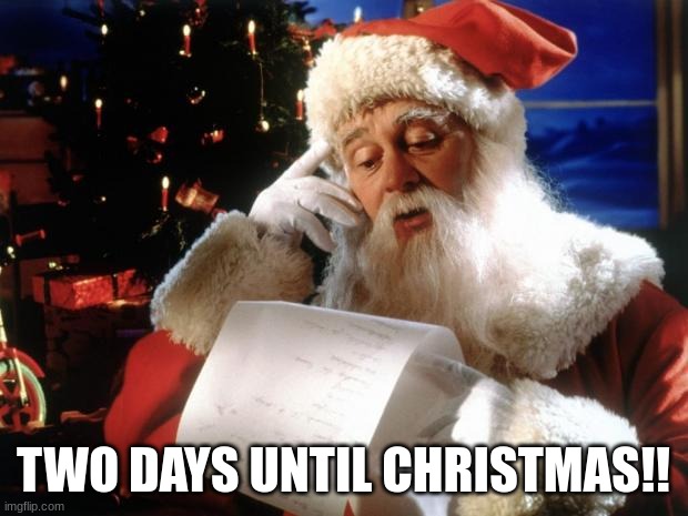 2 MORE DAYS!!! | TWO DAYS UNTIL CHRISTMAS!! | image tagged in dear santa,2 days,christmas,merry christmas | made w/ Imgflip meme maker