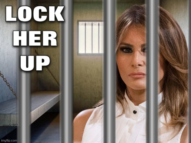 image tagged in melania trump,lock her up,tax fraud,immigration fraud,clown car republicans,qanon crazies | made w/ Imgflip meme maker