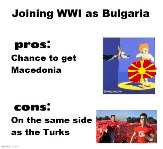 Genuinely Bulgaria's reasoning when they were deciding if we should join WW1 | made w/ Imgflip meme maker