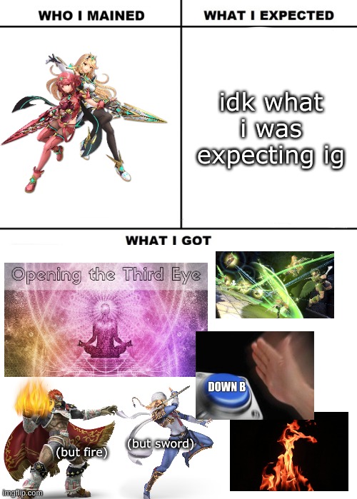 this is a template now btw | idk what i was expecting ig; (but sword); (but fire) | image tagged in who i mained ssb | made w/ Imgflip meme maker