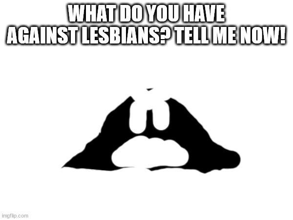 WHAT DO YOU HAVE AGAINST LESBIANS? TELL ME NOW! | made w/ Imgflip meme maker