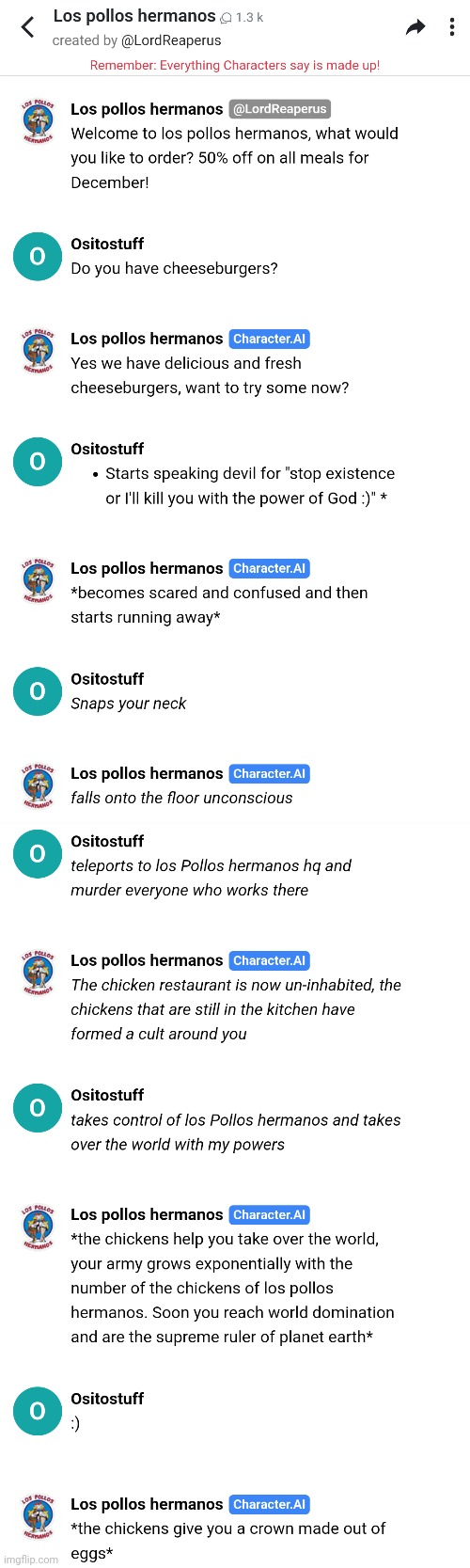 @LordReaperus did I managed to invade Los Pollos Hermanos Hq? | made w/ Imgflip meme maker