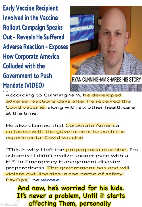 “Crazy Lunatic Conspiracy Nut” ALEX JONES, called this out early-2021.  Yet, only NOW, does this reality get any traction | And now, he’s worried for his kids.
It’s never a problem, Until it starts
affecting Them, personally | image tagged in memes,poison killshot injuries,collusion to take your civil liberties,only when it affects them,then they tell truth,fjb voters | made w/ Imgflip meme maker