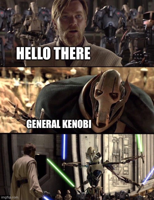 Christmas wrapper sabre battles | HELLO THERE GENERAL KENOBI | image tagged in general kenobi hello there | made w/ Imgflip meme maker