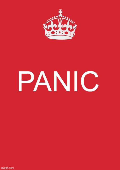 Keep Calm And Carry On Red Meme | PANIC | image tagged in memes,keep calm and carry on red | made w/ Imgflip meme maker