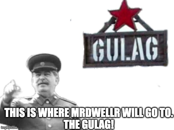 MrDweller going to the GULAG! | THIS IS WHERE MRDWELLR WILL GO TO.
THE GULAG! | image tagged in mrdweller,stalin,gulag,memes,mrdweller sucks,joseph stalin | made w/ Imgflip meme maker