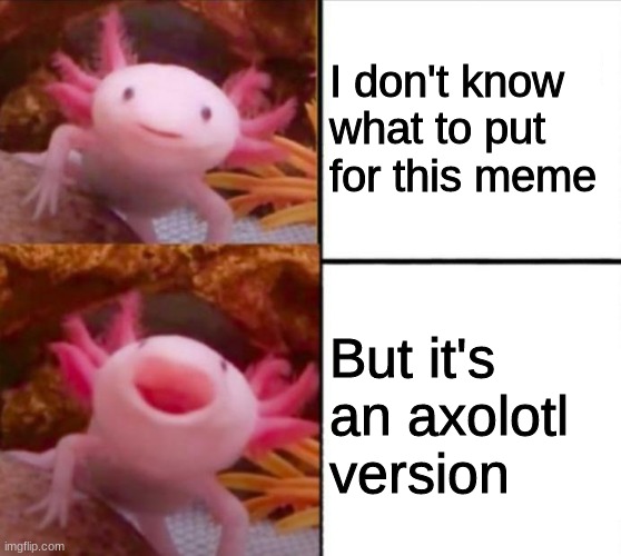 idk | I don't know what to put for this meme; But it's an axolotl version | image tagged in axolotl drake | made w/ Imgflip meme maker