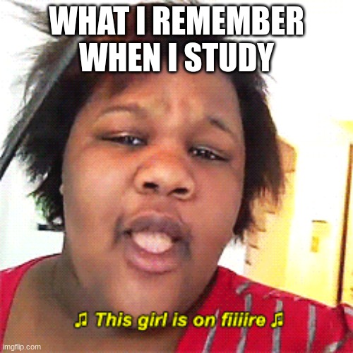 Girl Singing | WHAT I REMEMBER WHEN I STUDY | image tagged in girl singing | made w/ Imgflip meme maker