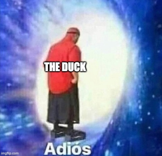 Adios | THE DUCK | image tagged in adios | made w/ Imgflip meme maker