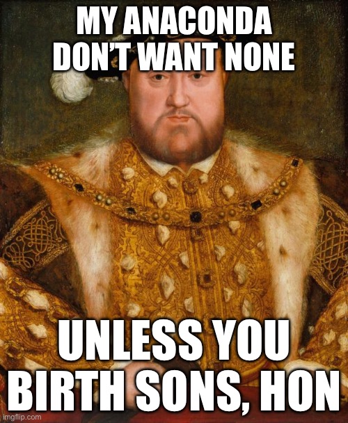 King Henry VIII | MY ANACONDA DON’T WANT NONE; UNLESS YOU BIRTH SONS, HON | image tagged in king henry viii | made w/ Imgflip meme maker