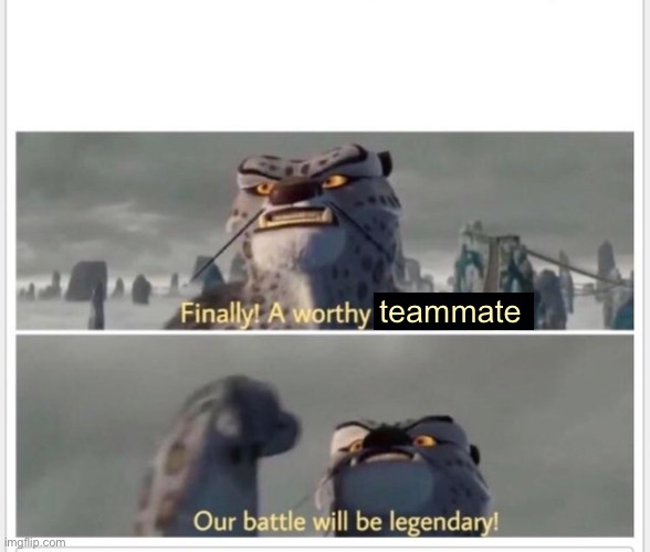 Finally! A worthy opponent! | teammate | image tagged in finally a worthy opponent | made w/ Imgflip meme maker