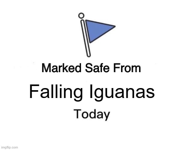 Falling Iguanas | Falling Iguanas | image tagged in memes,marked safe from,falling iguanas | made w/ Imgflip meme maker