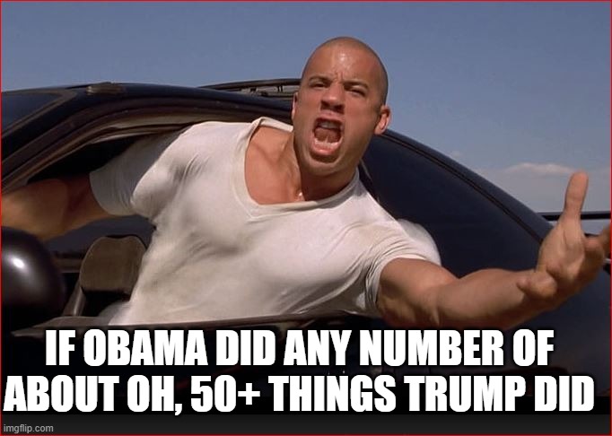 Vin | IF OBAMA DID ANY NUMBER OF ABOUT OH, 50+ THINGS TRUMP DID | image tagged in vin | made w/ Imgflip meme maker