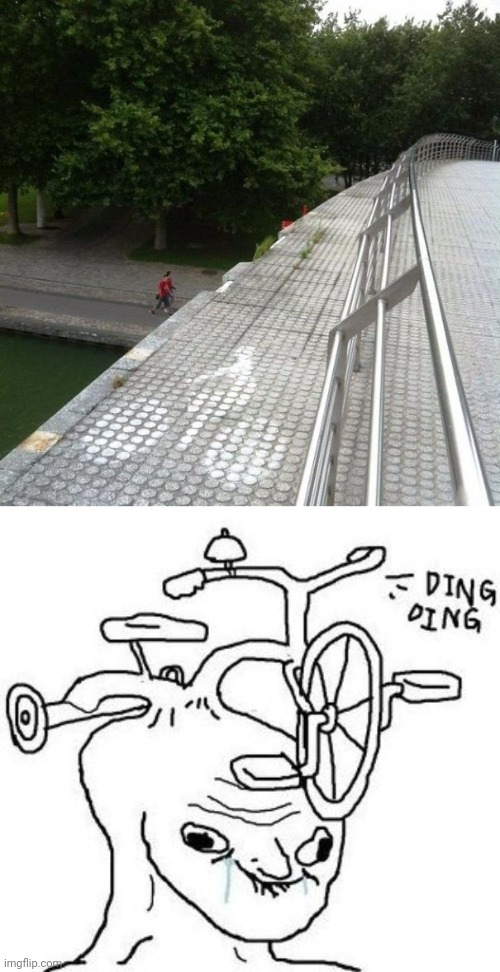 Bike lane fail | image tagged in bike head tard,you had one job,memes,bike,lane,bicycle | made w/ Imgflip meme maker