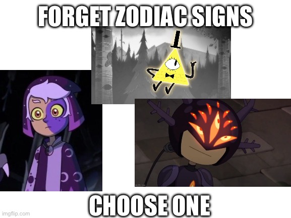 I don’t have a title | FORGET ZODIAC SIGNS; CHOOSE ONE | image tagged in blank white template,amphibia,the owl house,gravity falls,disney | made w/ Imgflip meme maker