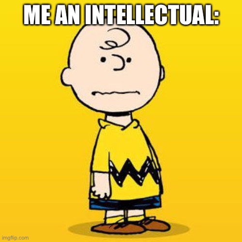 charlie brown | ME AN INTELLECTUAL: | image tagged in charlie brown | made w/ Imgflip meme maker