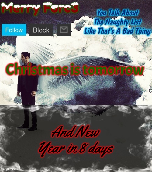 New name ideas? (Must end with _Forc3) | Christmas is tomorrow; And New Year in 8 days | image tagged in merry forc3 announcement template | made w/ Imgflip meme maker