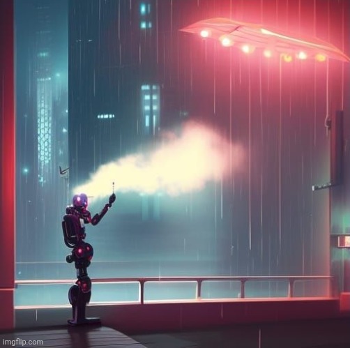 Just a U-Droid taking a smoke break in Penyslinia. | made w/ Imgflip meme maker