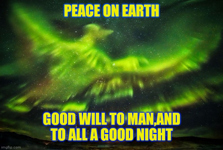 PEACE ON EARTH; GOOD WILL TO MAN,AND TO ALL A GOOD NIGHT | made w/ Imgflip meme maker