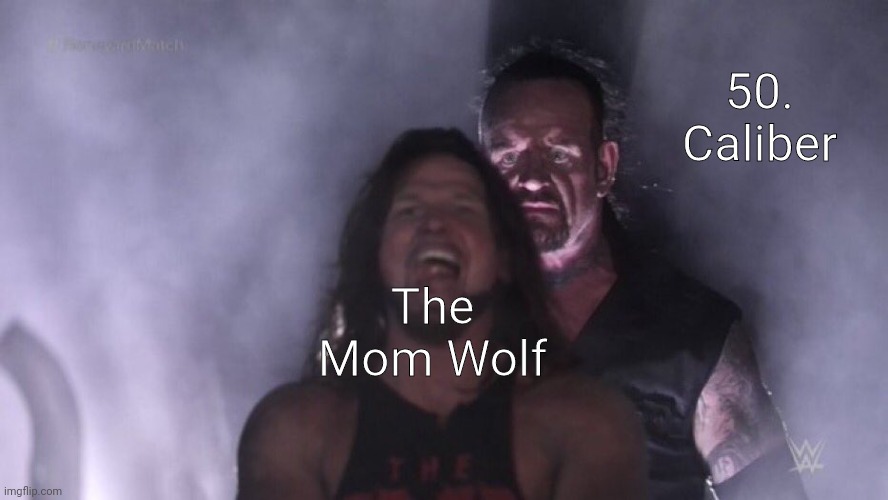 AJ Styles & Undertaker | The Mom Wolf 50. Caliber | image tagged in aj styles undertaker | made w/ Imgflip meme maker