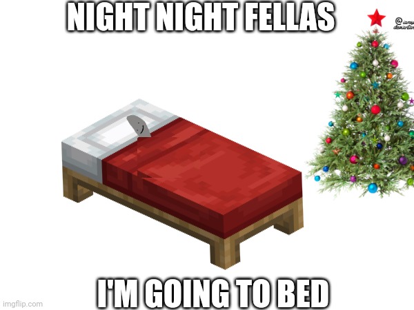 see y'all on Christmas day | NIGHT NIGHT FELLAS; I'M GOING TO BED | image tagged in christmas | made w/ Imgflip meme maker