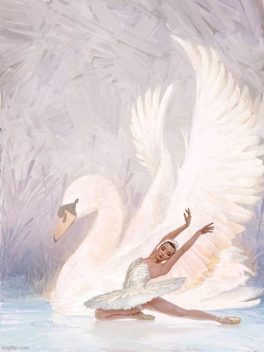 Swan Lake painting with ballerina | image tagged in swan lake painting with ballerina | made w/ Imgflip meme maker