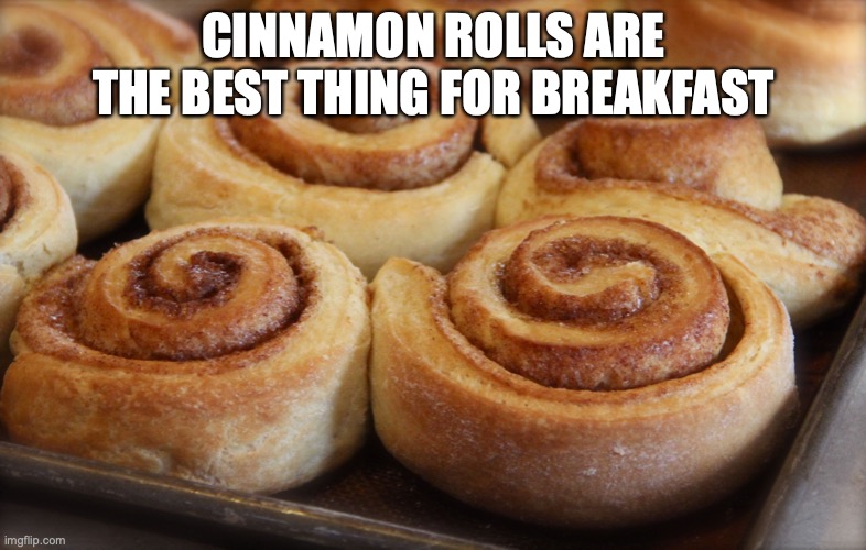 @cinna | CINNAMON ROLLS ARE THE BEST THING FOR BREAKFAST | image tagged in cinnamon rolls | made w/ Imgflip meme maker