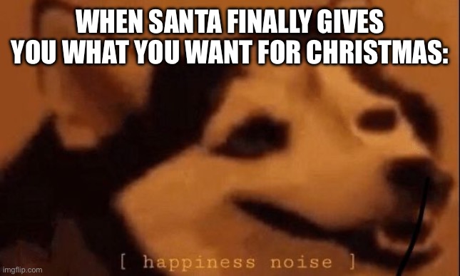 YaYaYaY!!!! :D | WHEN SANTA FINALLY GIVES YOU WHAT YOU WANT FOR CHRISTMAS: | image tagged in happiness noise | made w/ Imgflip meme maker