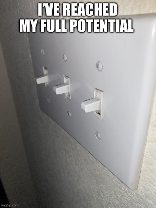 yes | I’VE REACHED MY FULL POTENTIAL | image tagged in light,switch | made w/ Imgflip meme maker