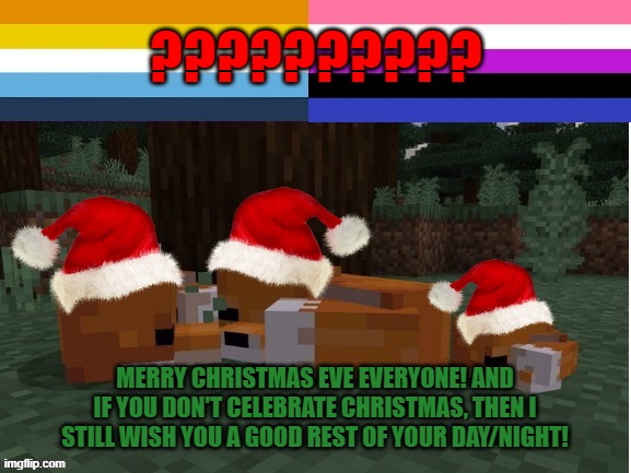 Merry Christmas eve! | ?????????? MERRY CHRISTMAS EVE EVERYONE! AND IF YOU DON'T CELEBRATE CHRISTMAS, THEN I STILL WISH YOU A GOOD REST OF YOUR DAY/NIGHT! | image tagged in merry christmas,christmas | made w/ Imgflip meme maker