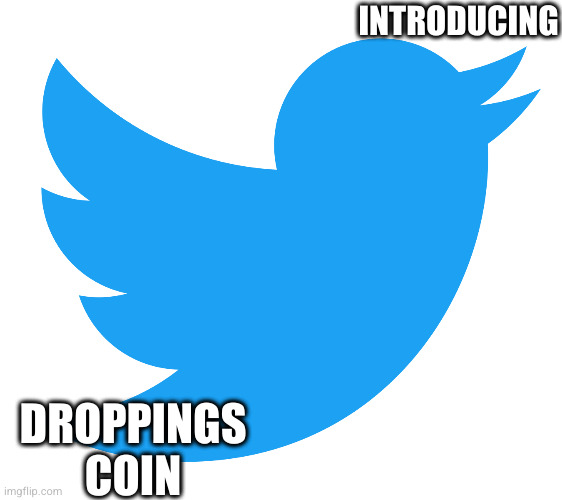 twitter's new currency | INTRODUCING; DROPPINGS COIN | image tagged in twitter logo | made w/ Imgflip meme maker
