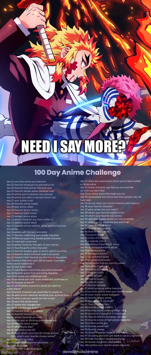 NEED I SAY MORE? | image tagged in 100 day anime challenge | made w/ Imgflip meme maker