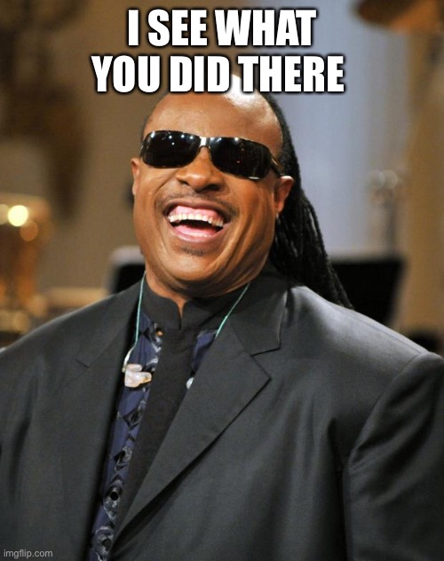 Stevie Wonder | I SEE WHAT YOU DID THERE | image tagged in stevie wonder | made w/ Imgflip meme maker