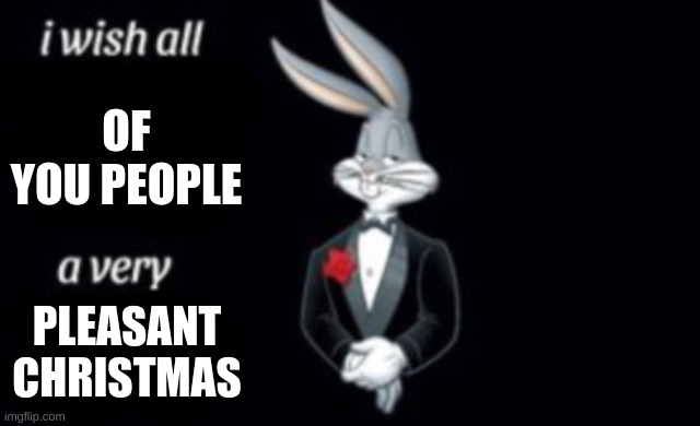 i wish all a very | OF YOU PEOPLE; PLEASANT
CHRISTMAS | image tagged in i wish all a very,christmas | made w/ Imgflip meme maker
