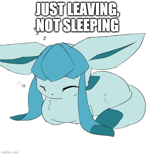 Glaceon loaf | JUST LEAVING, NOT SLEEPING | image tagged in glaceon loaf | made w/ Imgflip meme maker