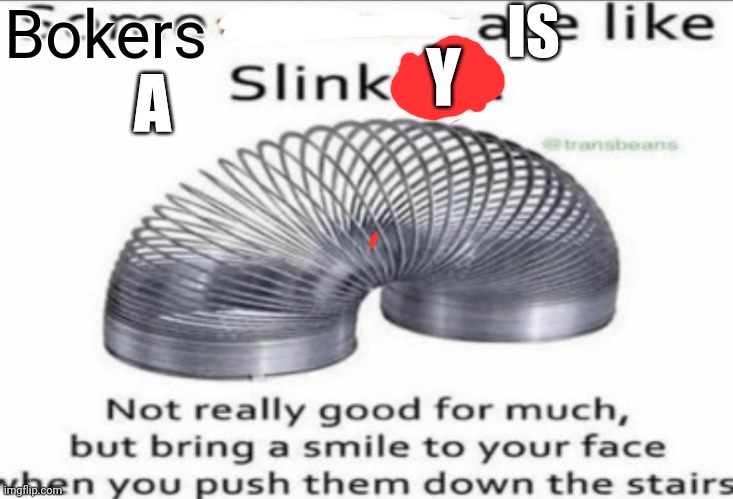 Some _ are like slinkies | Bokers; IS; Y; A | image tagged in some at like slinkies | made w/ Imgflip meme maker