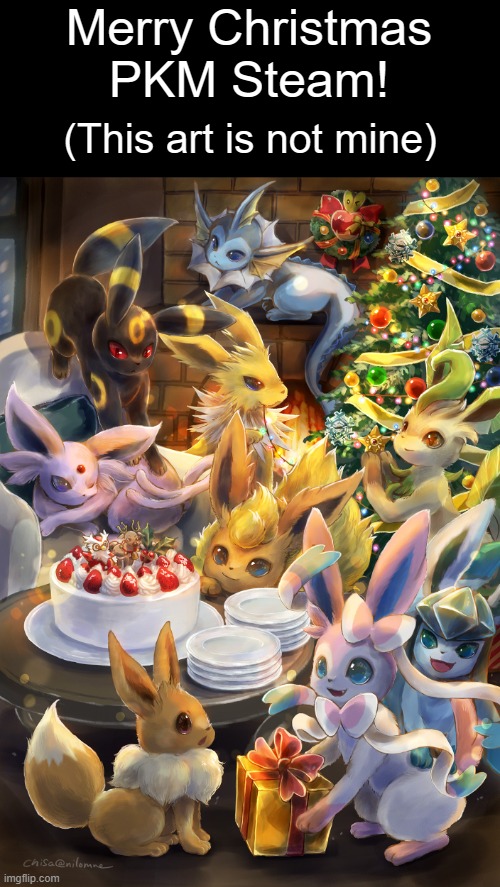 And a happy new year. | Merry Christmas PKM Steam! (This art is not mine) | image tagged in merry christmas,pokemon,art | made w/ Imgflip meme maker