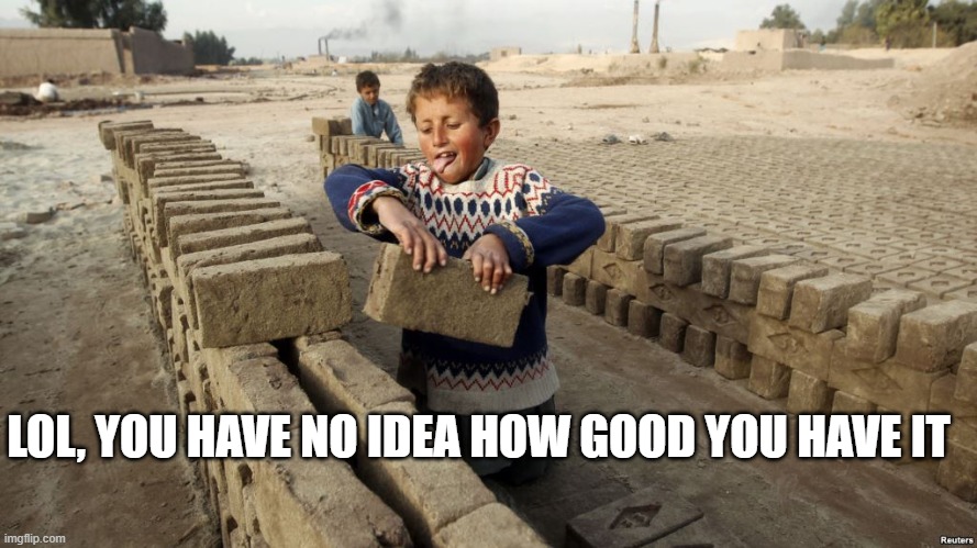 LOL, YOU HAVE NO IDEA HOW GOOD YOU HAVE IT | image tagged in working for water | made w/ Imgflip meme maker