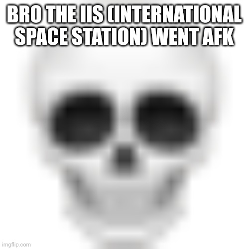 Skull emoji | BRO THE IIS (INTERNATIONAL SPACE STATION) WENT AFK | image tagged in skull emoji | made w/ Imgflip meme maker