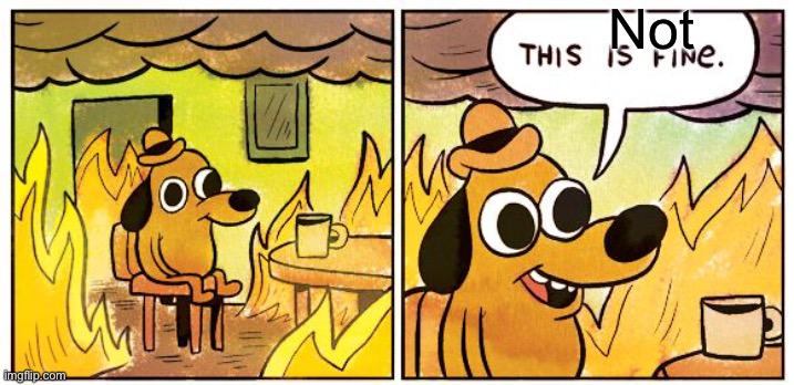 This Is Fine | Not | image tagged in memes,this is fine | made w/ Imgflip meme maker