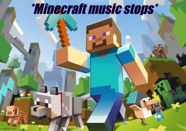 Minecraft  | *Minecraft music stops* | image tagged in minecraft | made w/ Imgflip meme maker