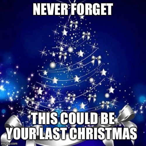 Merry Christmas  | NEVER FORGET; THIS COULD BE YOUR LAST CHRISTMAS | image tagged in merry christmas | made w/ Imgflip meme maker